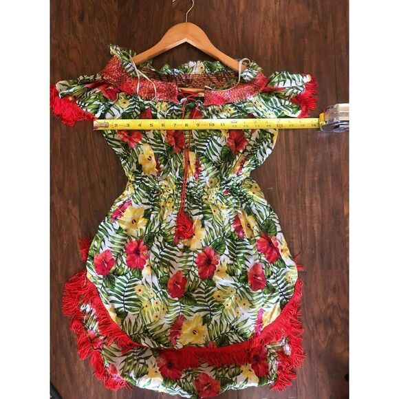 XOXO Womens Green Floral Off Shoulder Tunic Top Juniors S - Picture 4 of 8